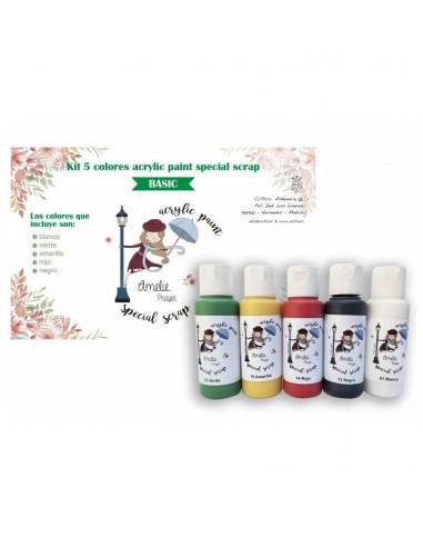 KIT 5 COLORES "BASIC" ACRYLIC PAINT SPECIAL SCRAP - 60 ML