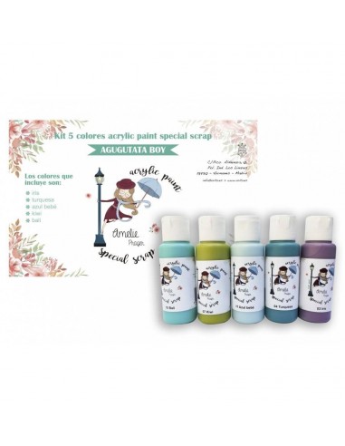 KIT 5 COLORES "AGUGUTATA BOY" ACRYLIC PAINT SPECIAL SCRAP - 60ML