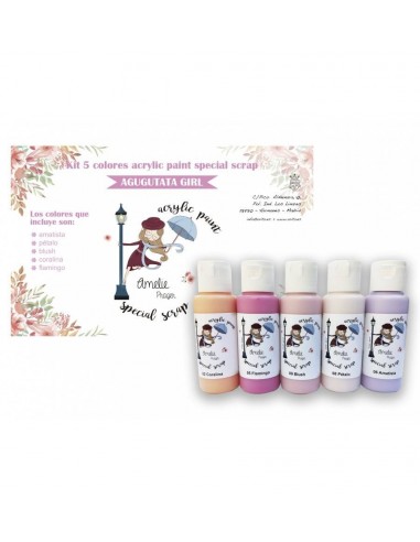 KIT 5 COLORES "AGUGUTATA GIRL" ACRYLIC PAINT SPECIAL SCRAP 60 ML