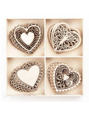 FORMAS DE MADERA - CORAZONES, 20 PCS